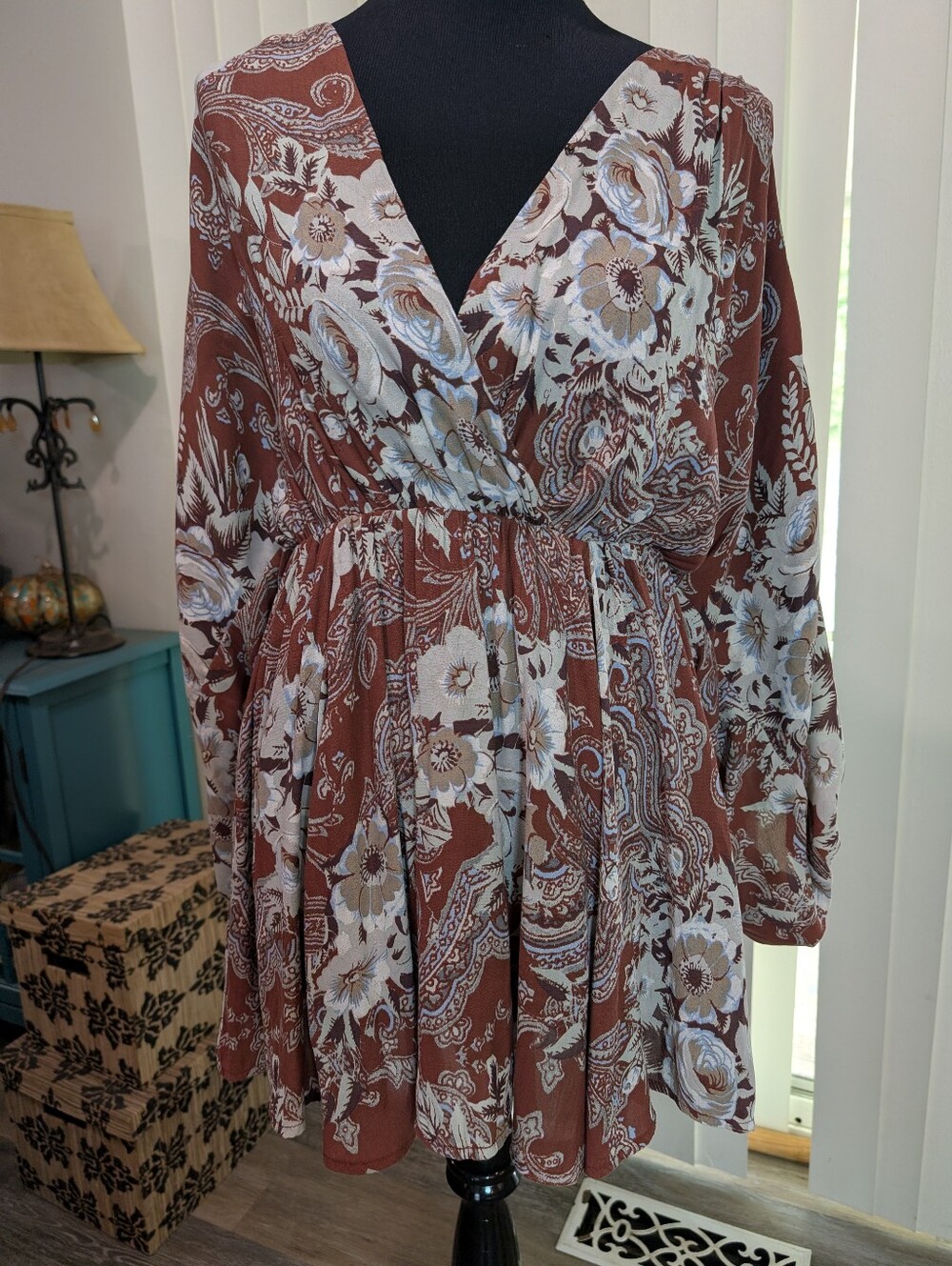 Free People High Plains Paisley and Floral Print Mini Dress